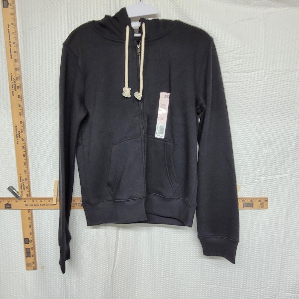 SO Black Full Zip Hoodie Womens Small Solid Fleece Sweatshirt NWT
